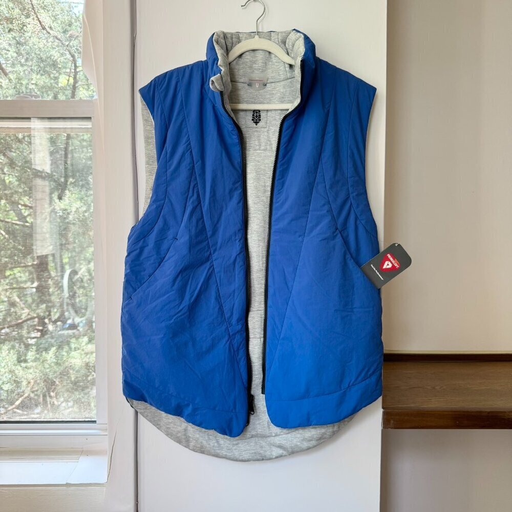 NWT Free People Movement Slalom Reversible Fleece Vest Cobalt Blue Small